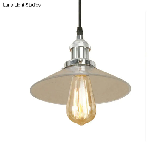 Industrial Cone Pendant Lamp With Clear Glass Shade - Rustic Black/Copper Accent For Living Room