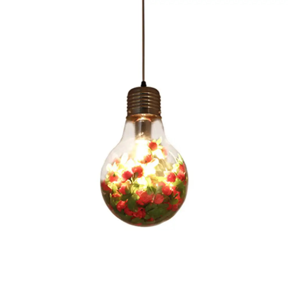 Industrial Clear Glass Pendant Light – 1-Light Flower Suspension Lamp 6’/8.5’/12’ Width / 6’