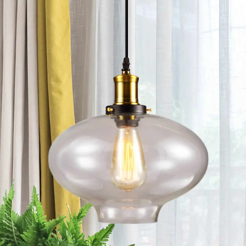 Industrial Clear Glass Pendant Light - Brass Finish 7.5’/11’ Wide / 11’