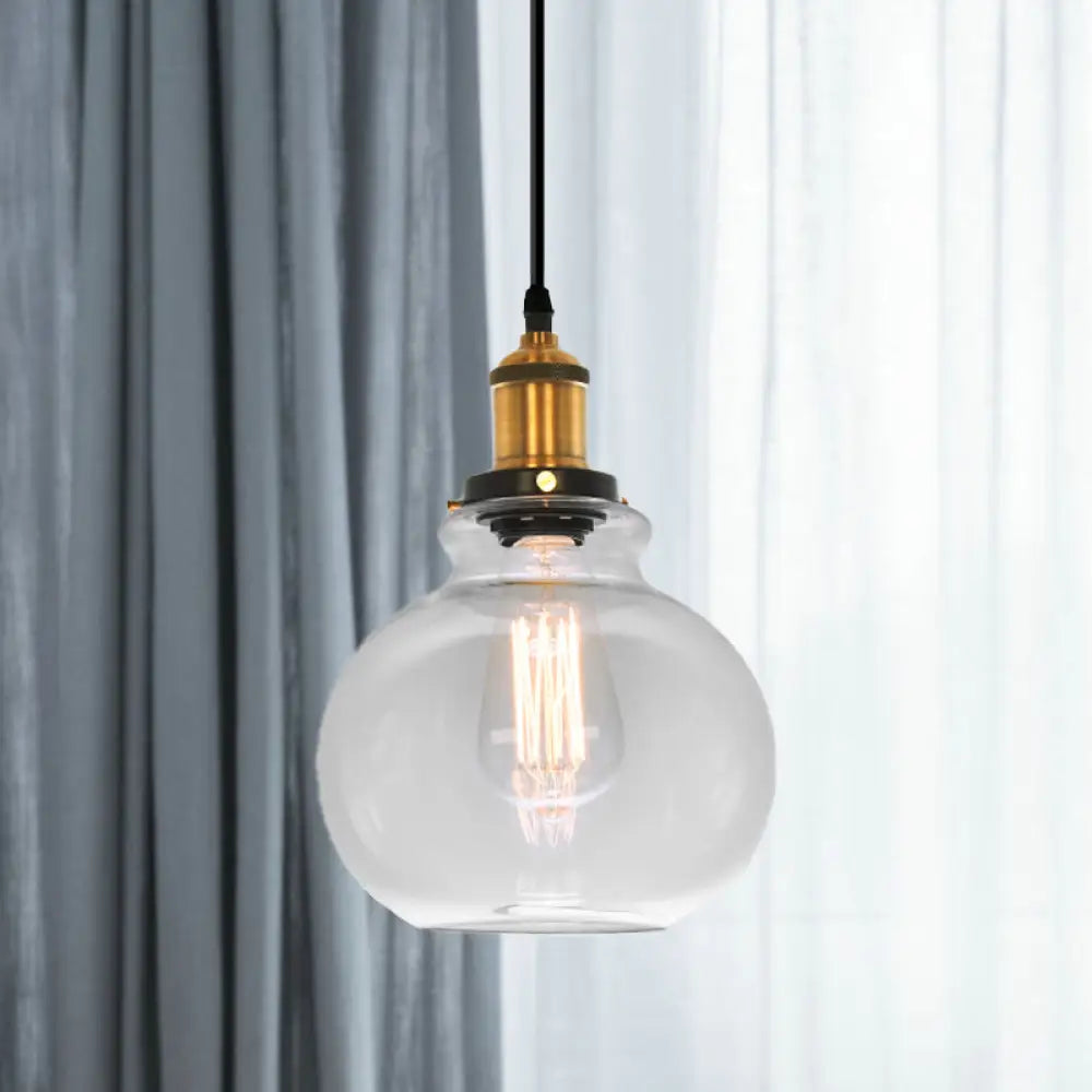 Industrial Clear Glass Pendant Light - Brass Finish 7.5’/11’ Wide / 7.5’