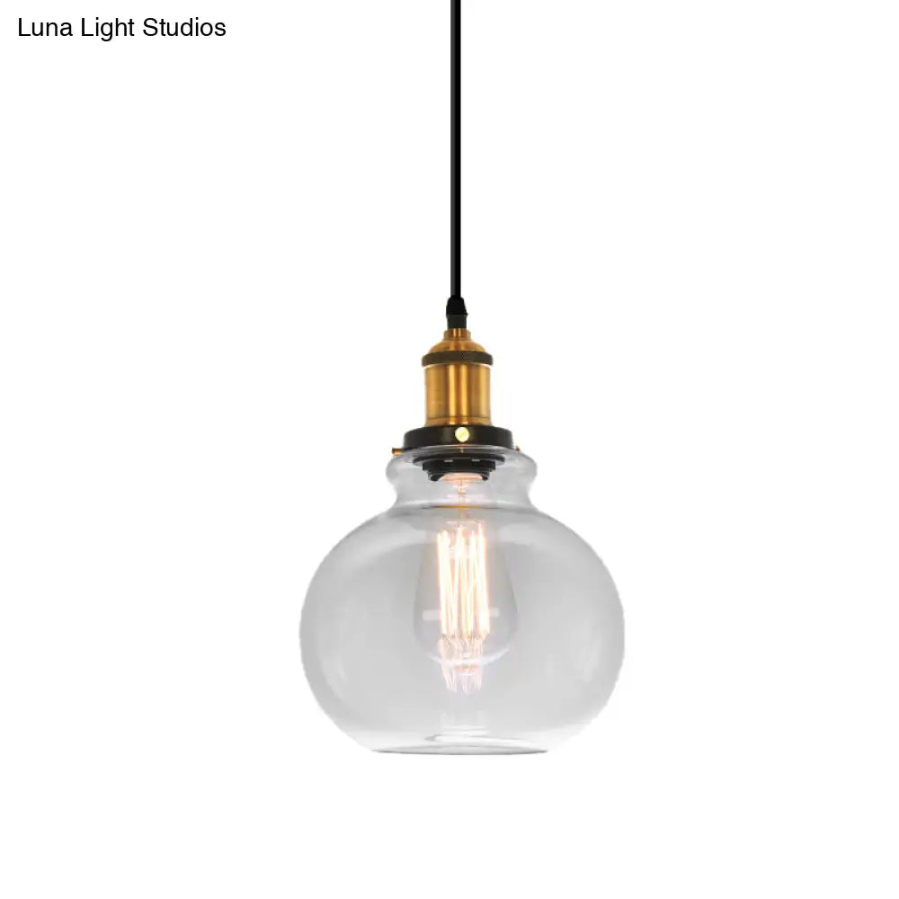 Industrial Clear Glass Pendant Light - Brass Finish 7.5’/11’ Wide