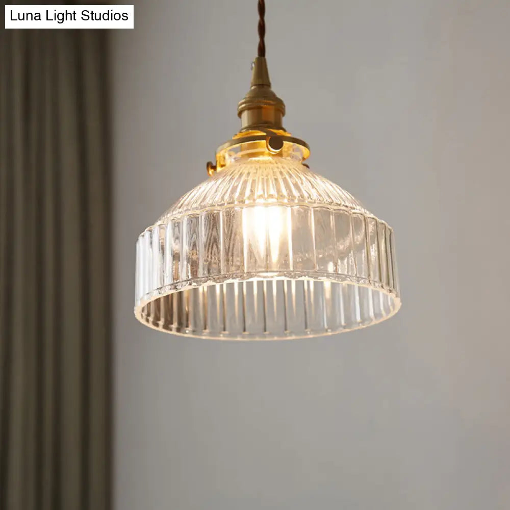 Industrial Clear Glass Pendant Light For Entryway - Single Ceiling Hanging Fixture