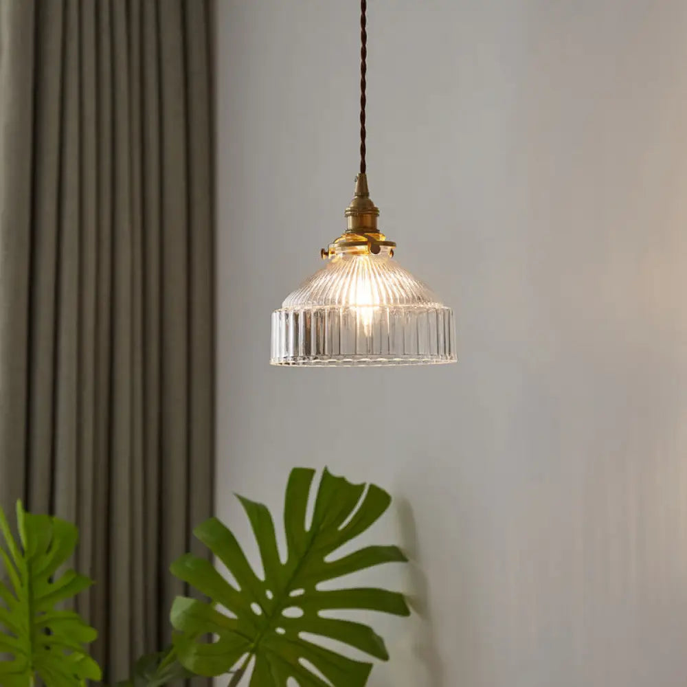 Industrial Clear Glass Pendant Light For Entryway - Single Ceiling Hanging Fixture