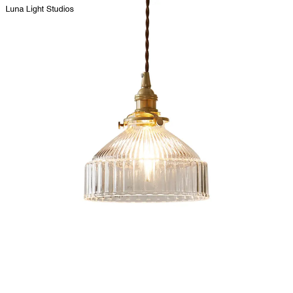 Industrial Clear Glass Pendant Light For Entryway - Single Ceiling Hanging Fixture