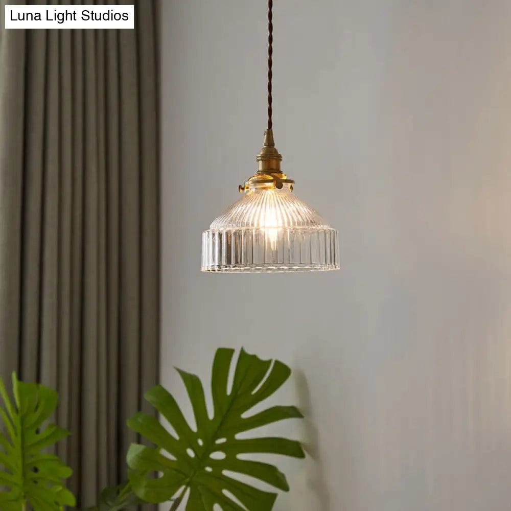 Industrial Clear Glass Ceiling Pendant Light For Entryway - Single Hanging Fixture