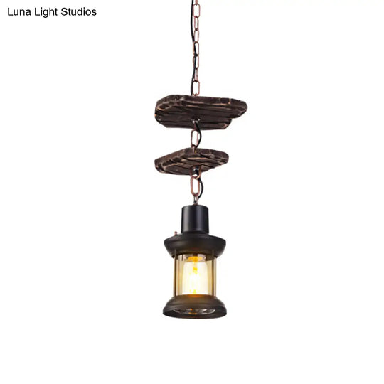 Industrial Clear Glass Single-Light Pendant Ceiling Light For Living Room Or Coffee Shop