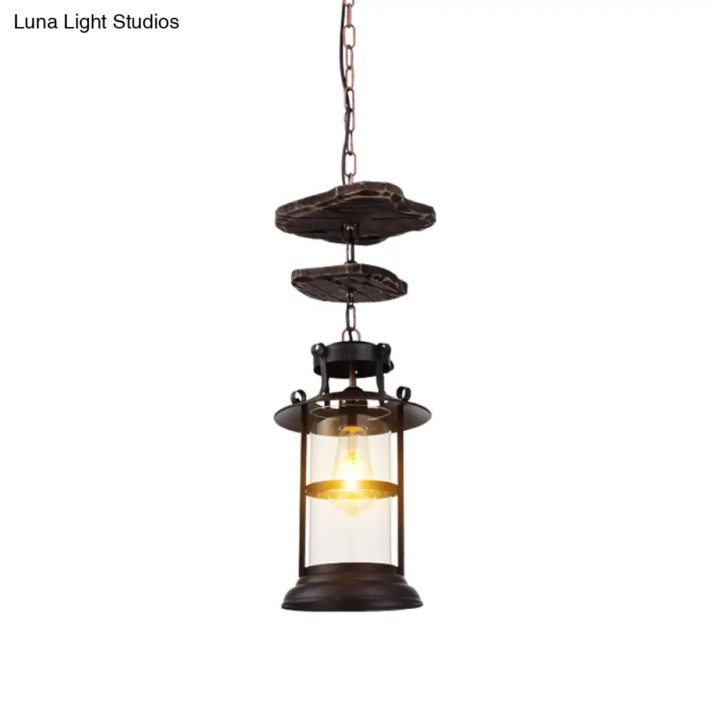 Industrial Clear Glass Single-Light Pendant Ceiling Light For Living Room Or Coffee Shop