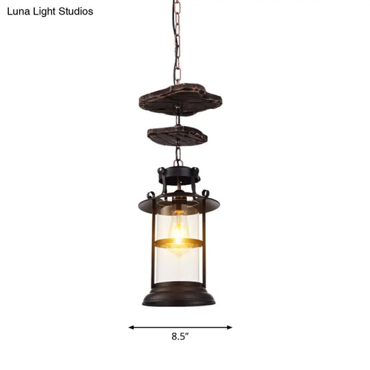 Industrial Clear Glass Single-Light Pendant Ceiling Light For Living Room Or Coffee Shop