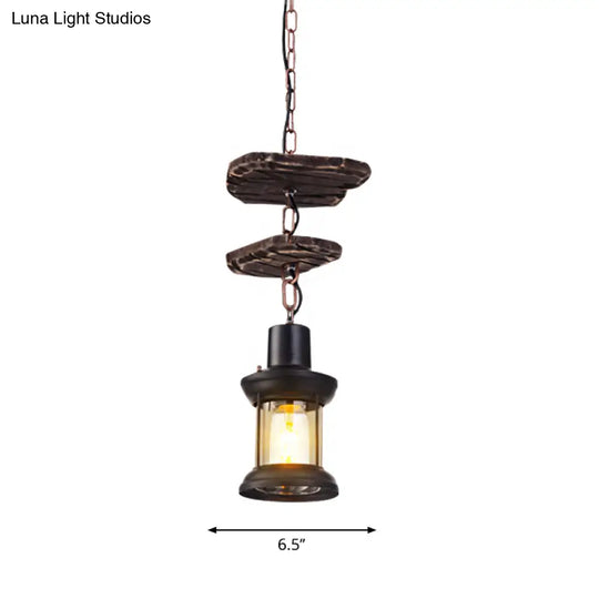 Industrial Clear Glass Single-Light Pendant Ceiling Light For Living Room Or Coffee Shop