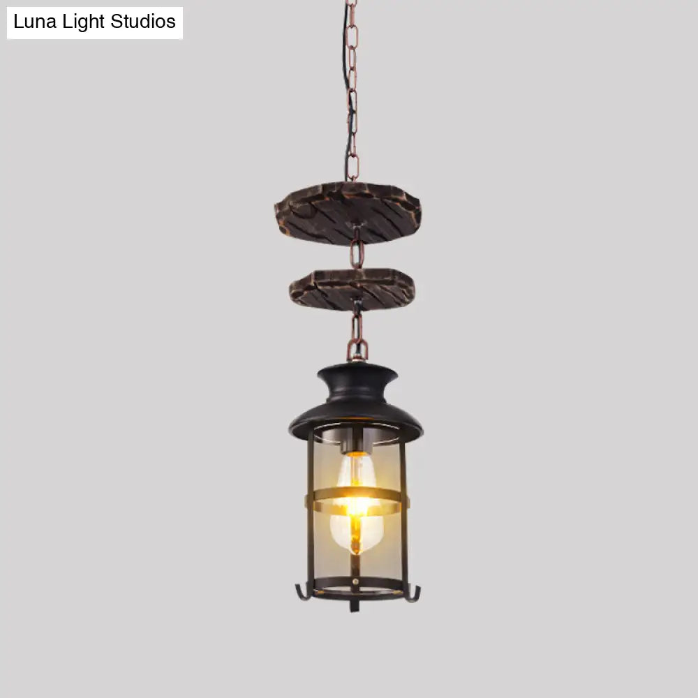 Industrial Clear Glass Single-Light Pendant Ceiling Light For Living Room Or Coffee Shop