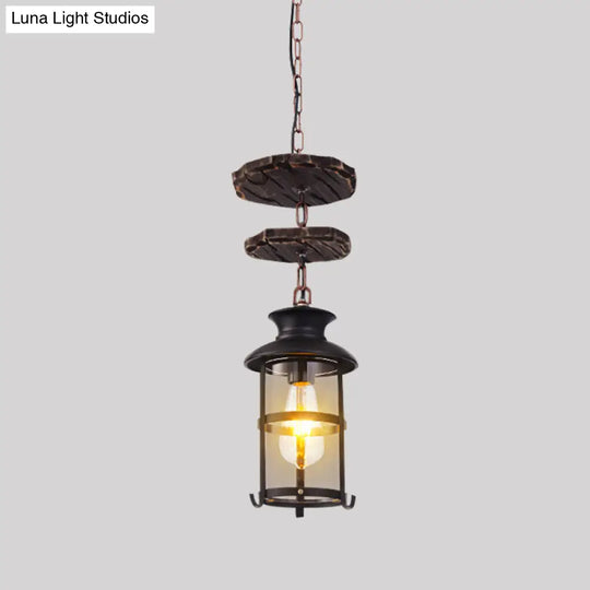 Industrial Clear Glass Single-Light Pendant Ceiling Light For Living Room Or Coffee Shop