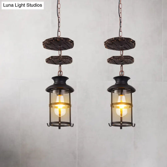 Industrial Clear Glass Single-Light Pendant Ceiling Light For Living Room Or Coffee Shop