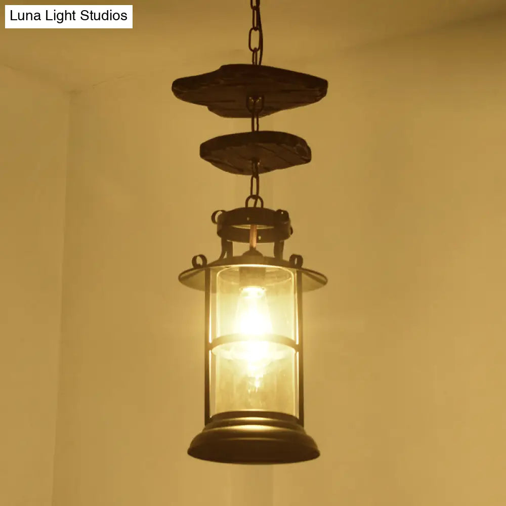 Industrial Clear Glass Single-Light Pendant Ceiling Light For Living Room Or Coffee Shop