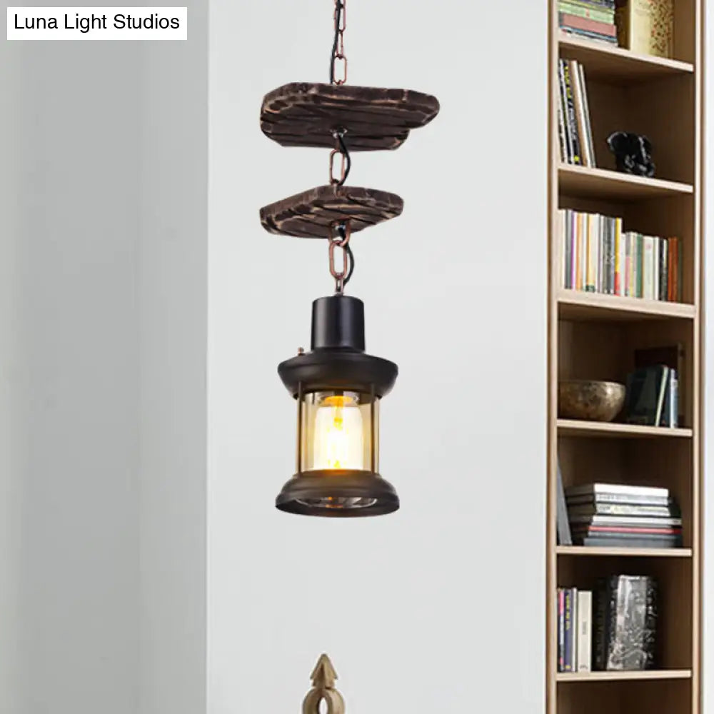 Industrial Clear Glass Single-Light Pendant Ceiling Light For Living Room Or Coffee Shop