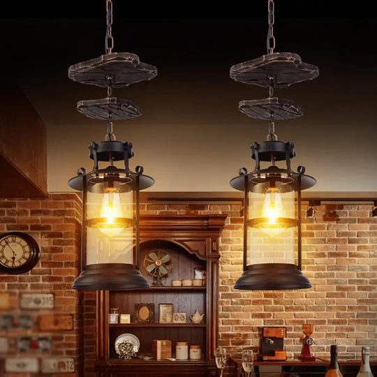 Industrial Clear Glass Single-Light Pendant Ceiling Light For Living Room Or Coffee Shop Black / A