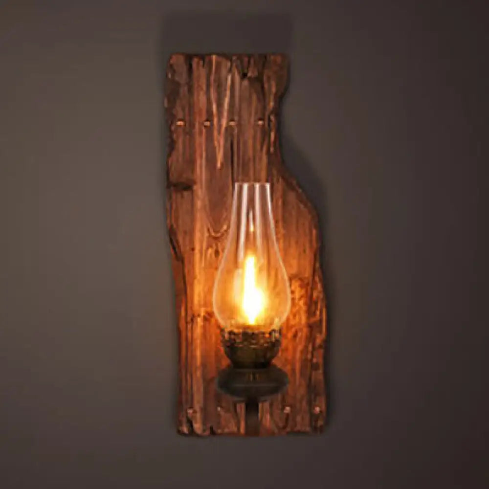 Industrial Clear Glass Wall Lamp With Teardrop Design - Single Bulb Sconce Light For Bedroom (Wooden