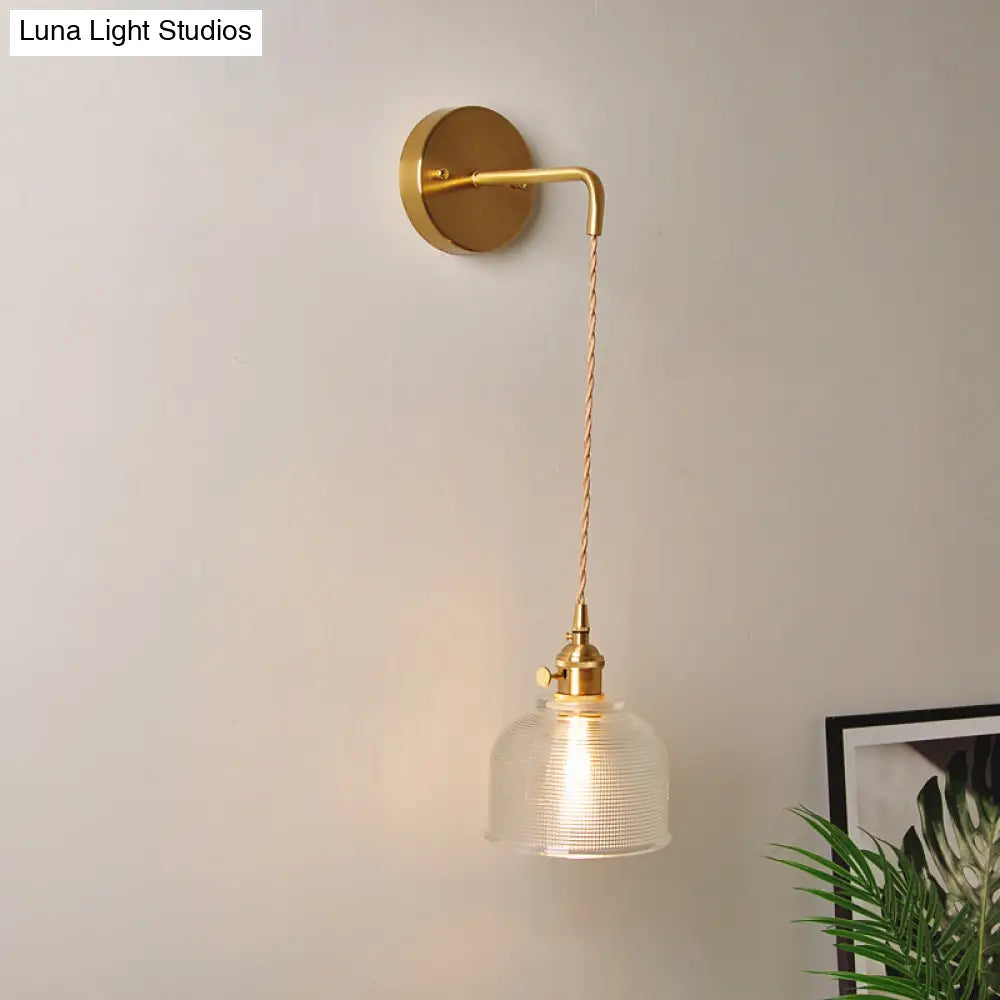 Industrial Clear Glass Wall Light Fixture - Bedside Mount