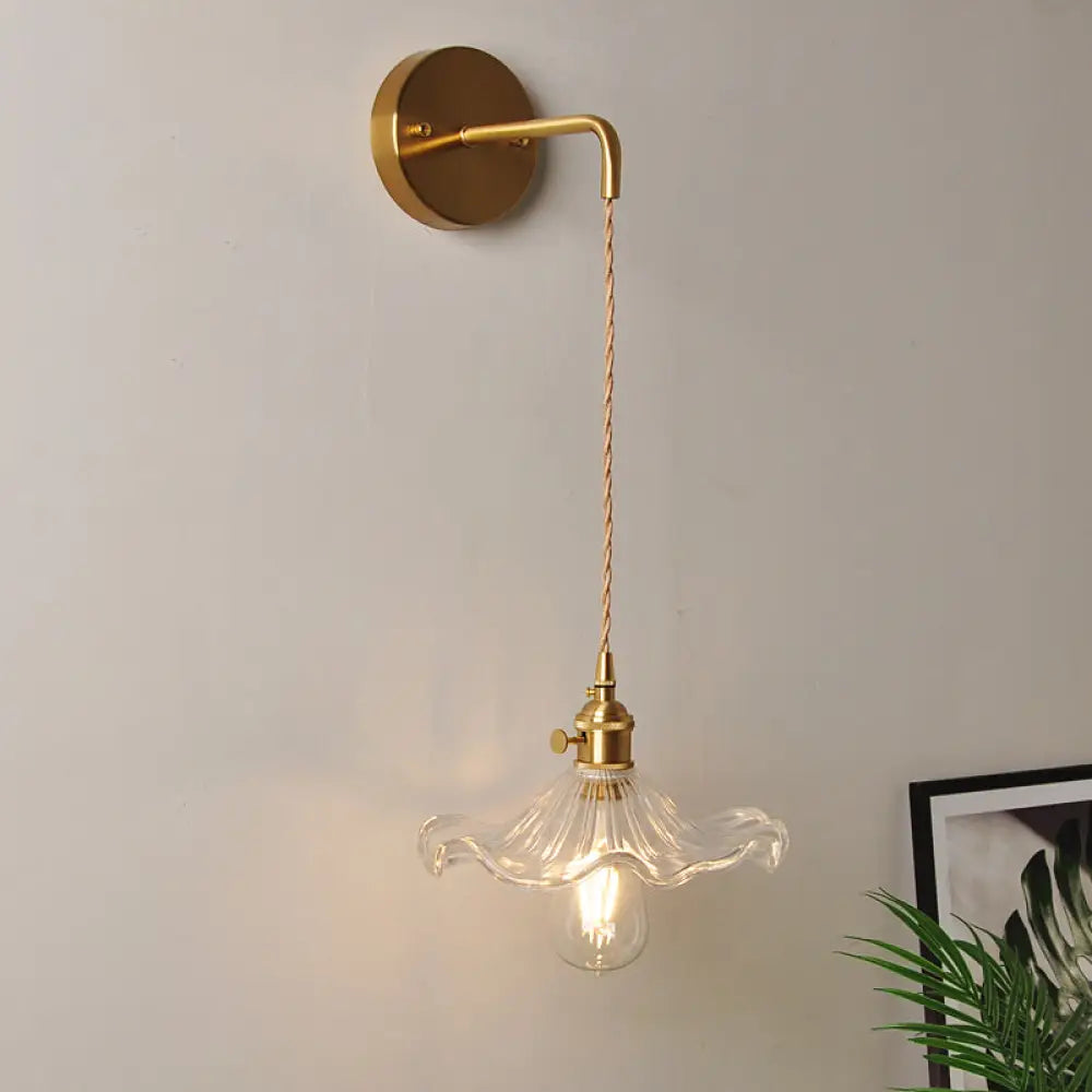 Industrial Clear Glass Wall Light Fixture - Bedside Mount / H