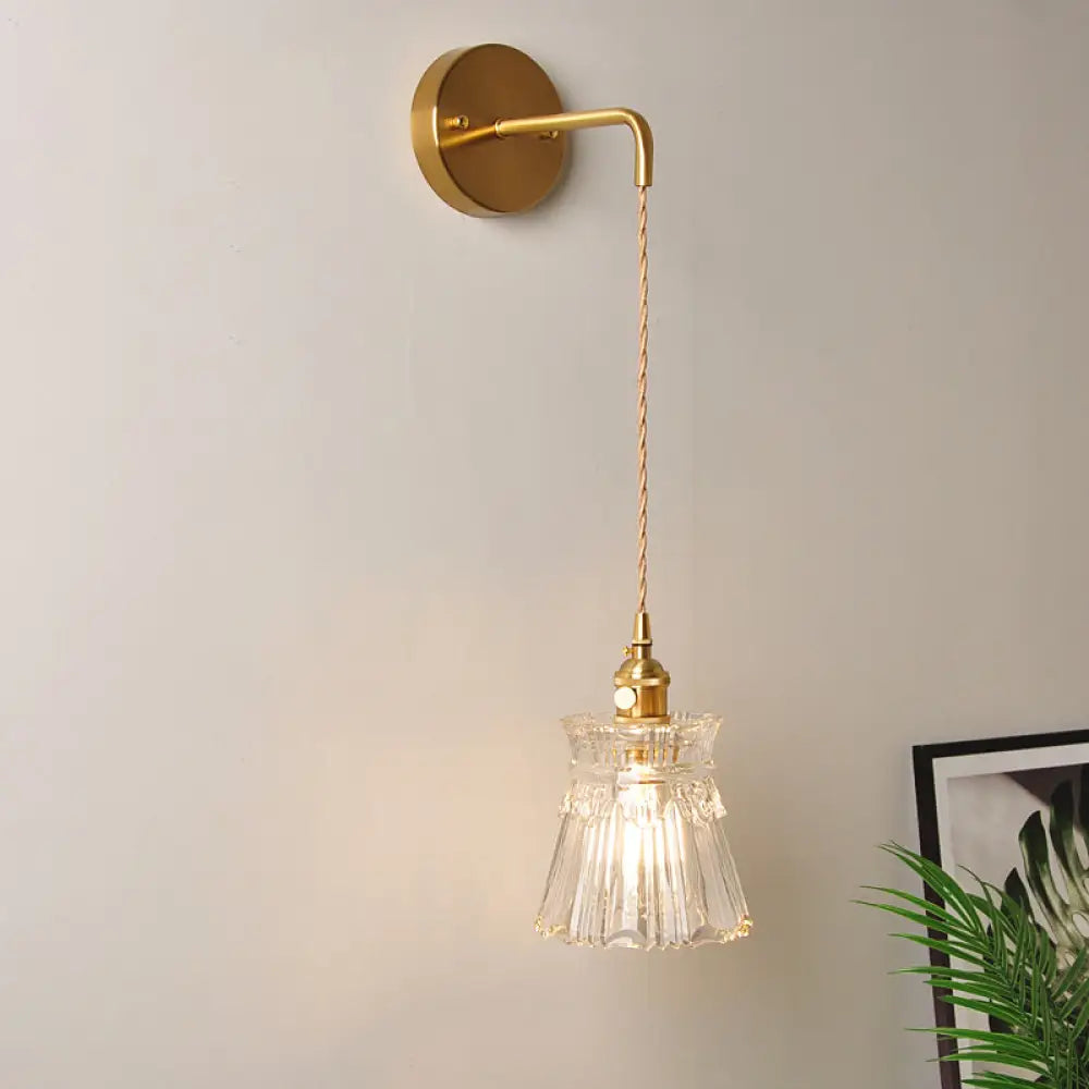 Industrial Clear Glass Wall Light Fixture - Bedside Mount / L