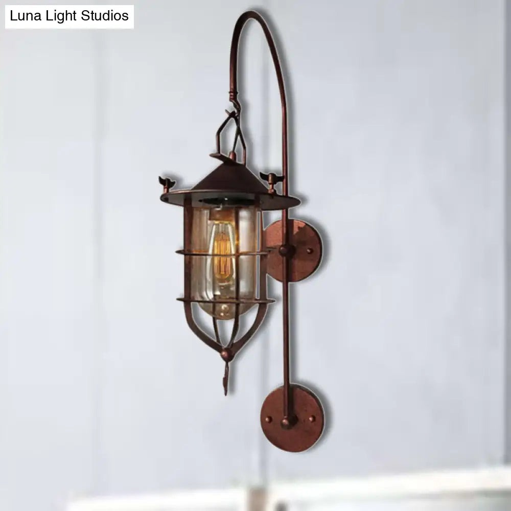 Industrial Clear Glass Wall Light With Rustic Charm - Perfect For Living Rooms