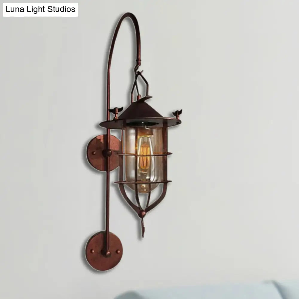 Industrial Clear Glass Wall Light With Rustic Charm - Perfect For Living Rooms