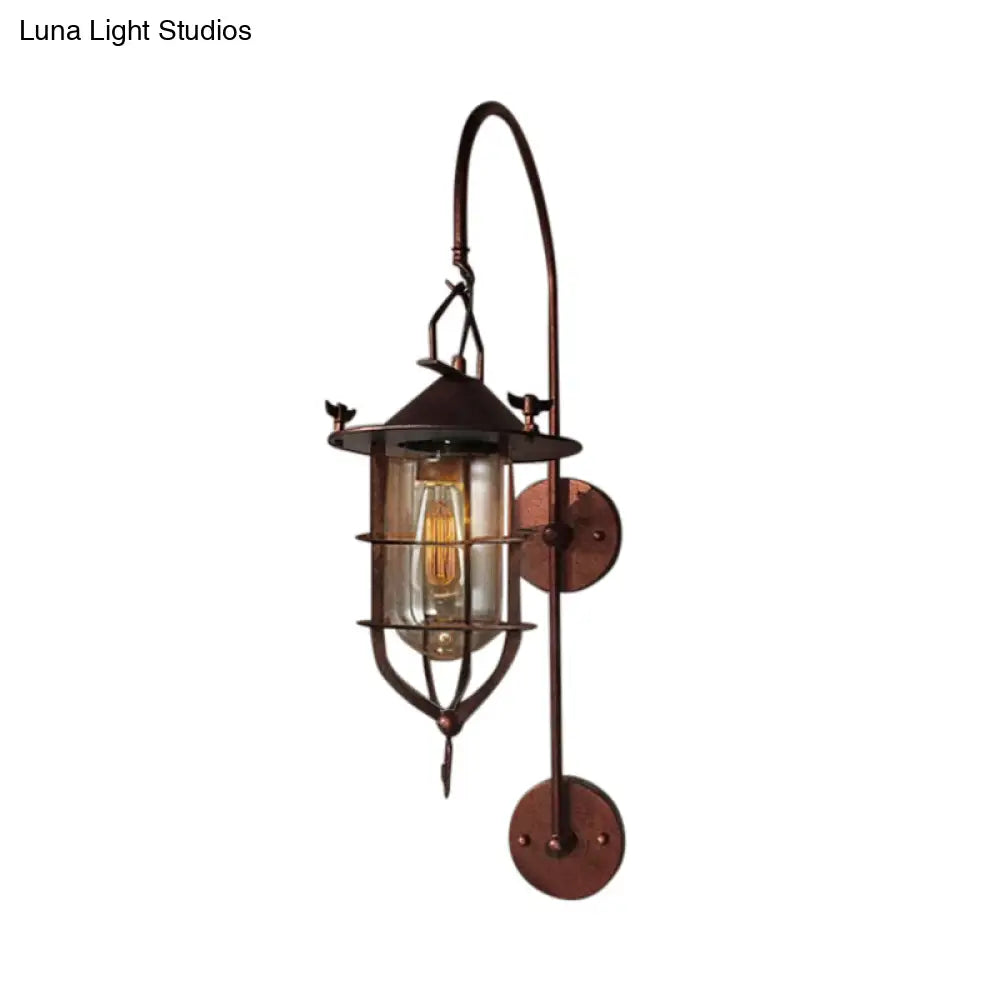 Industrial Clear Glass Wall Light With Rustic Charm - Perfect For Living Rooms