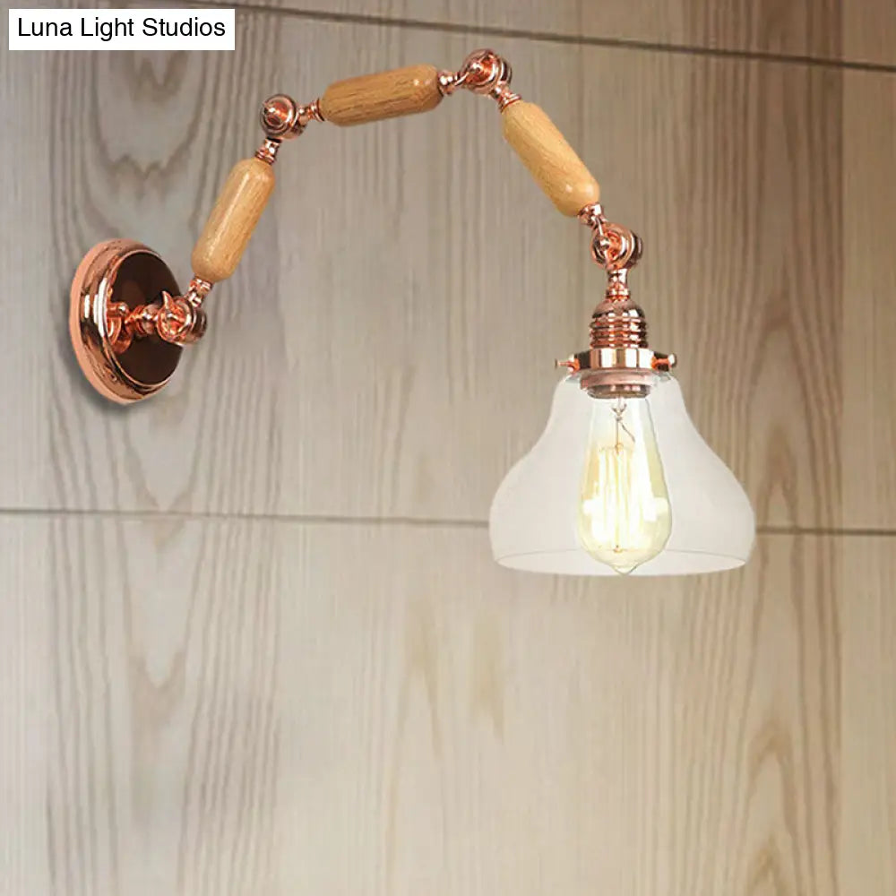 Industrial Clear Glass Wall Sconce With Cone Shade - Stylish Living Room Lighting