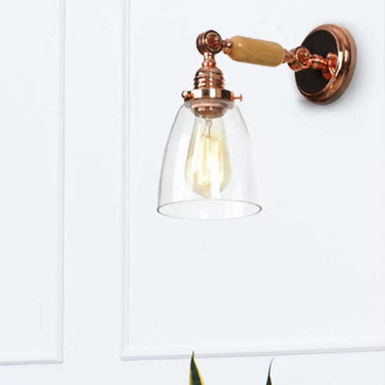 Industrial Clear Glass Wall Sconce With Tapered Shade For Living Room Lighting