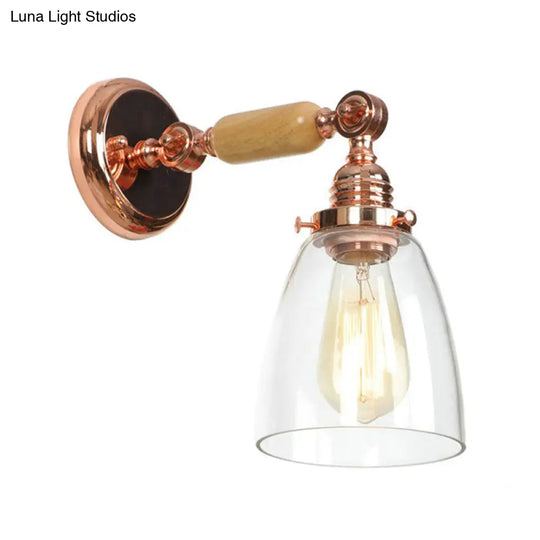 Industrial Clear Glass Wall Sconce With Tapered Shade For Living Room Lighting