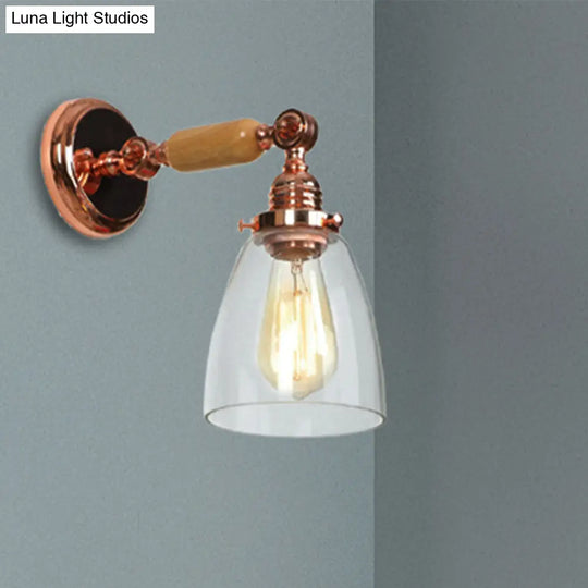 Industrial Clear Glass Wall Sconce With Tapered Shade For Living Room Lighting