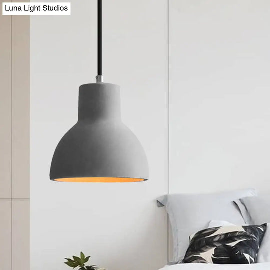 Industrial Coffee Shop Hanging Pendant Lamp With Cement Shade - 1-Light Ceiling Light Grey / Bowl