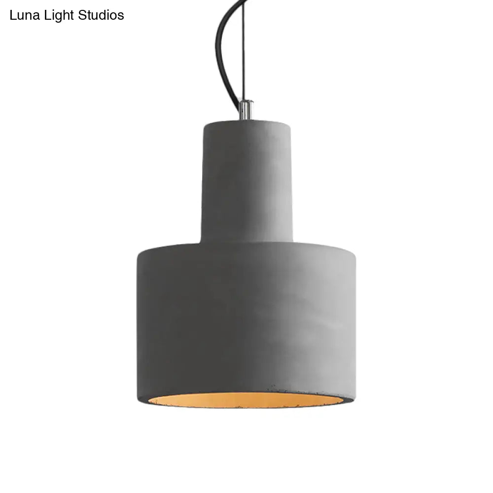 Industrial Coffee Shop Hanging Pendant Lamp With Cement Shade - 1-Light Ceiling Light