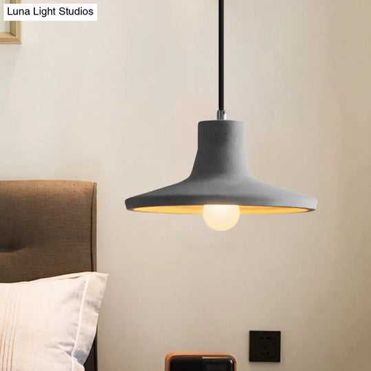 Industrial Coffee Shop Hanging Pendant Lamp With Cement Shade - 1-Light Ceiling Light