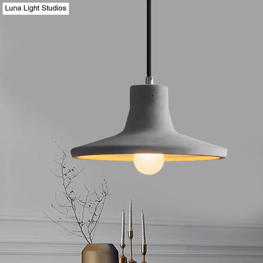 Industrial Coffee Shop Hanging Pendant Lamp With Cement Shade - 1-Light Ceiling Light Grey / Dome