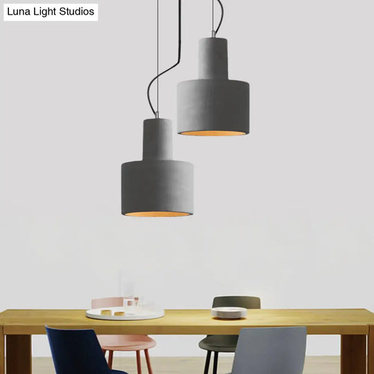 Industrial Coffee Shop Hanging Pendant Lamp With Cement Shade - 1-Light Ceiling Light