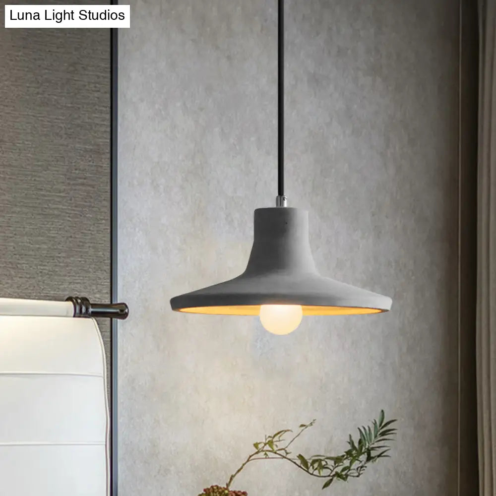 Industrial Coffee Shop Hanging Pendant Lamp With Cement Shade - 1-Light Ceiling Light