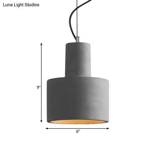 Industrial Coffee Shop Hanging Pendant Lamp With Cement Shade - 1-Light Ceiling Light