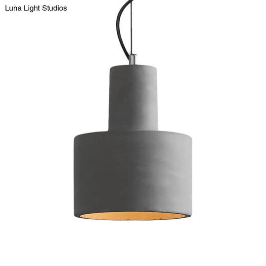 Industrial Coffee Shop Hanging Pendant Lamp With Cement Shade - 1-Light Ceiling Light