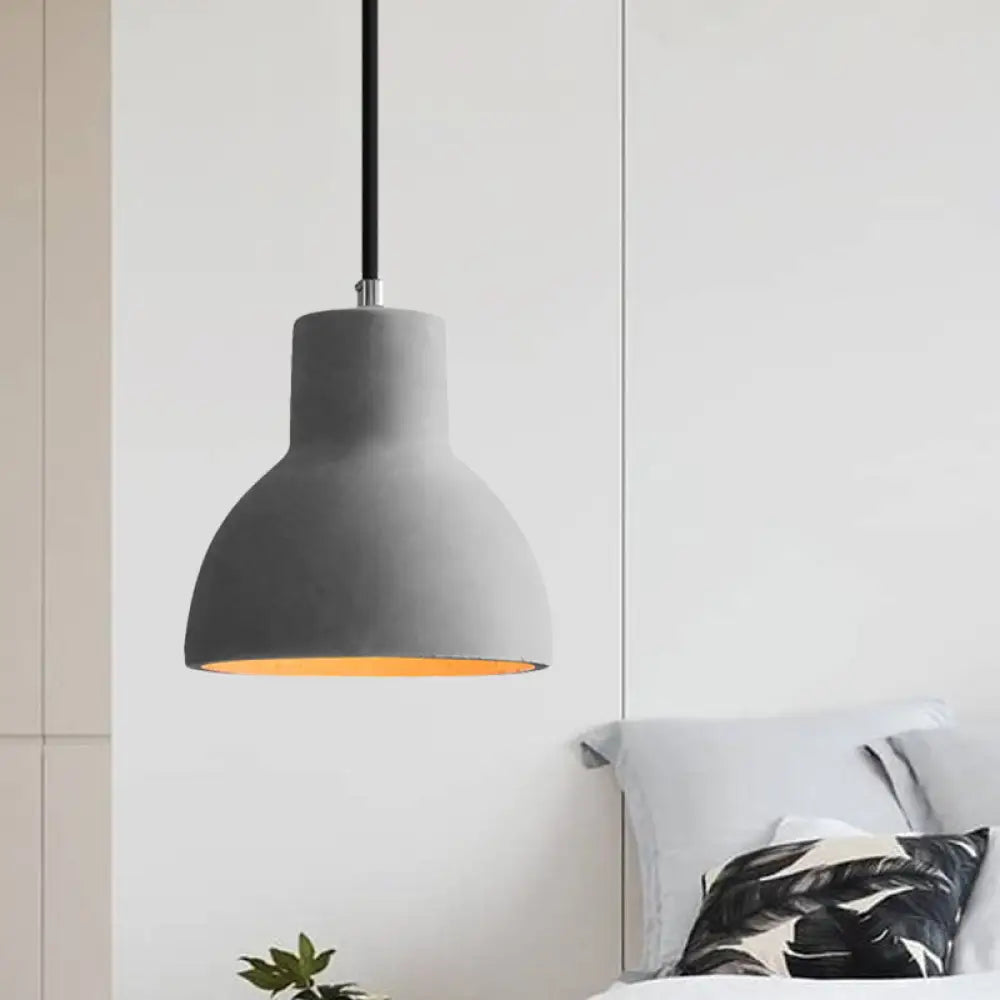 Industrial Coffee Shop Hanging Pendant Lamp With Cement Shade - 1-Light Ceiling Light Grey / Bowl