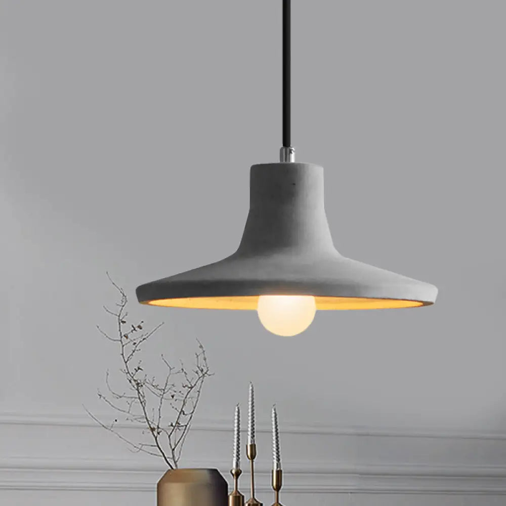 Industrial Coffee Shop Hanging Pendant Lamp With Cement Shade - 1-Light Ceiling Light Grey / Dome