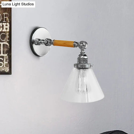 Industrial Cone Glass Wall Lamp - Single Bulb Sconce Light For Dining Room 8/4/14