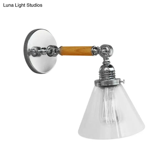 Industrial Cone Glass Wall Lamp - Single Bulb Sconce Light For Dining Room 8/4/14