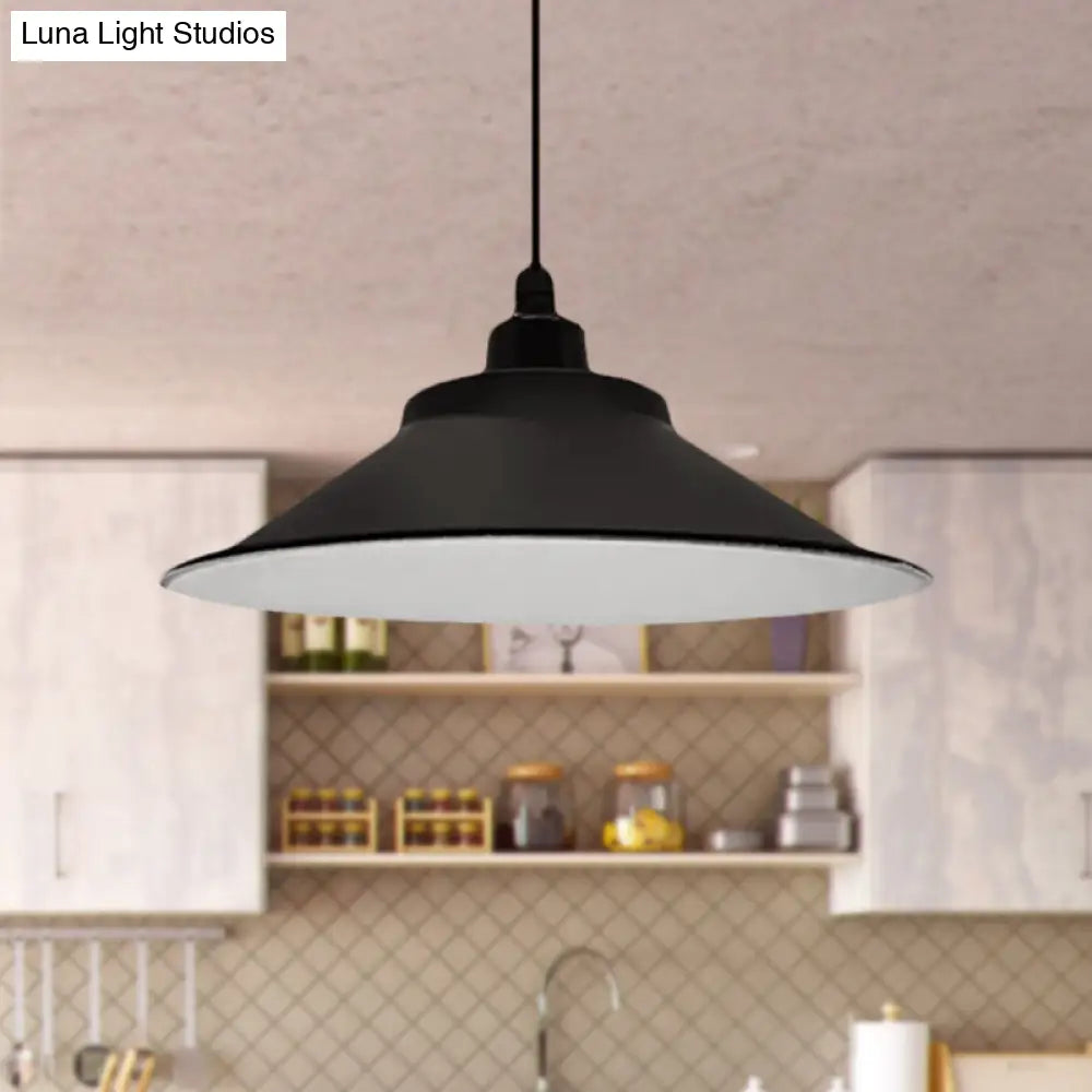 12/14 Diameter Industrial Pendant Light With Cone Shade In Black For Hanging Ceiling