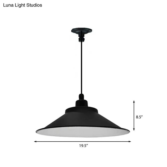 12/14 Diameter Industrial Pendant Light With Cone Shade In Black For Hanging Ceiling