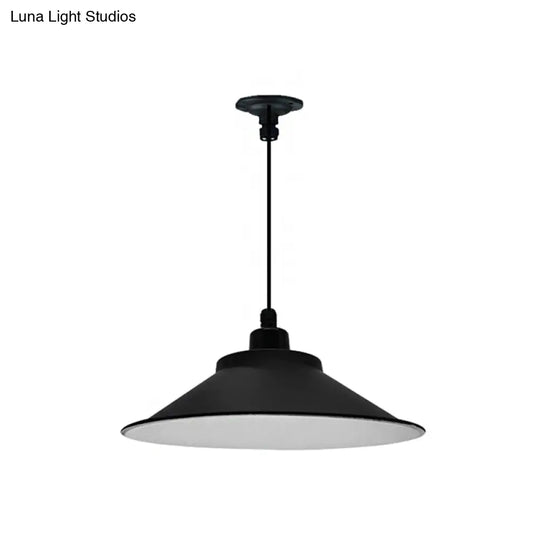 Industrial Cone-Shaded Hanging Pendant Light - Black 12’/14’ Diameter