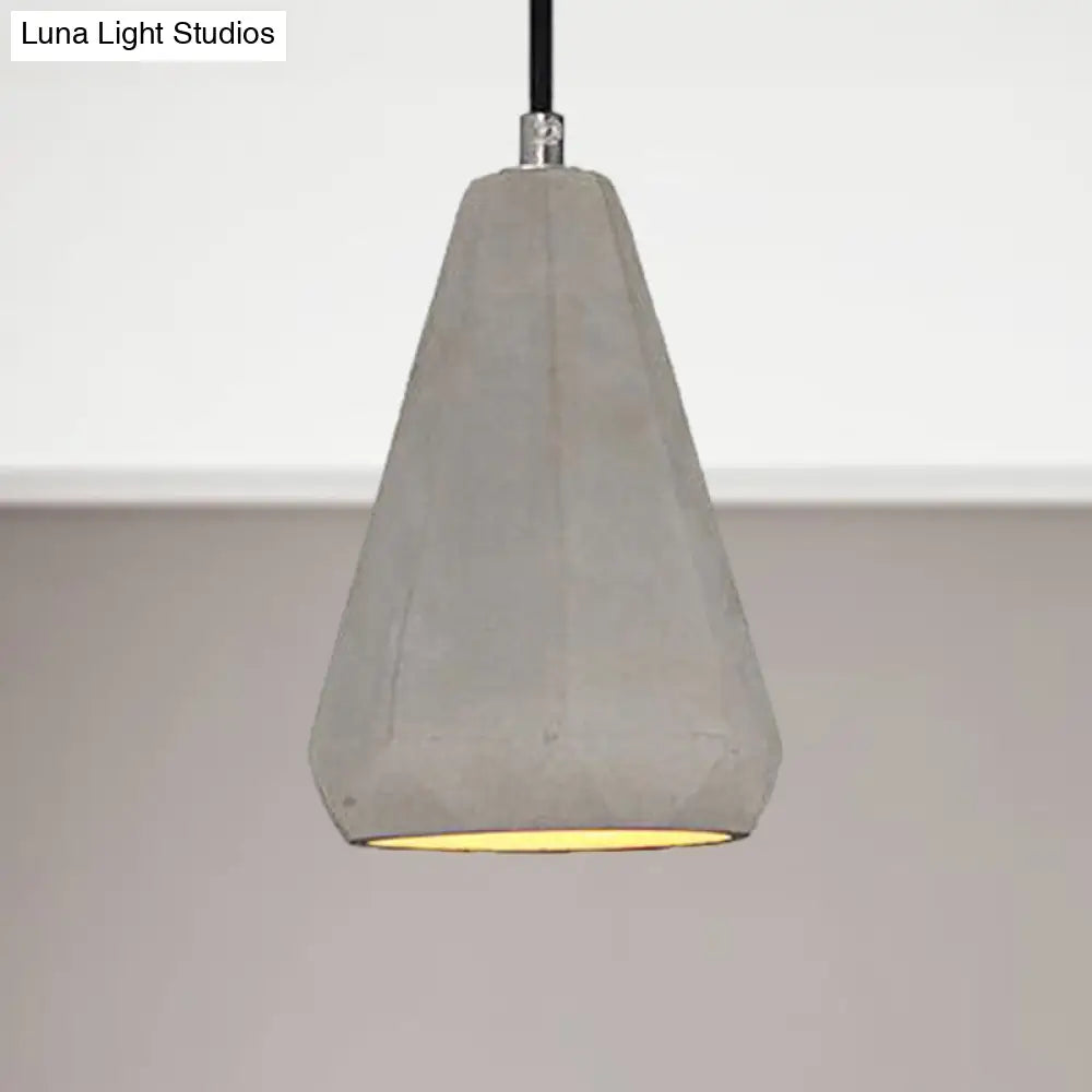 Industrial Conical Pendant Light - Gray Cement Finish Minimalist Kitchen Hanging Fixture