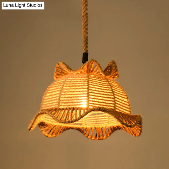 Industrial Pendant Lighting With Beige Geometry Rope Shade - Perfect For Dining Rooms / G