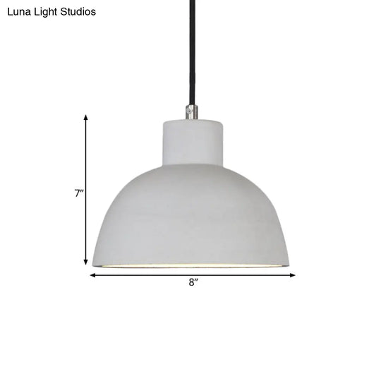 Industrial Dome Ceiling Pendant Light - Single Head Cement Hanging Lamp Kit In Grey