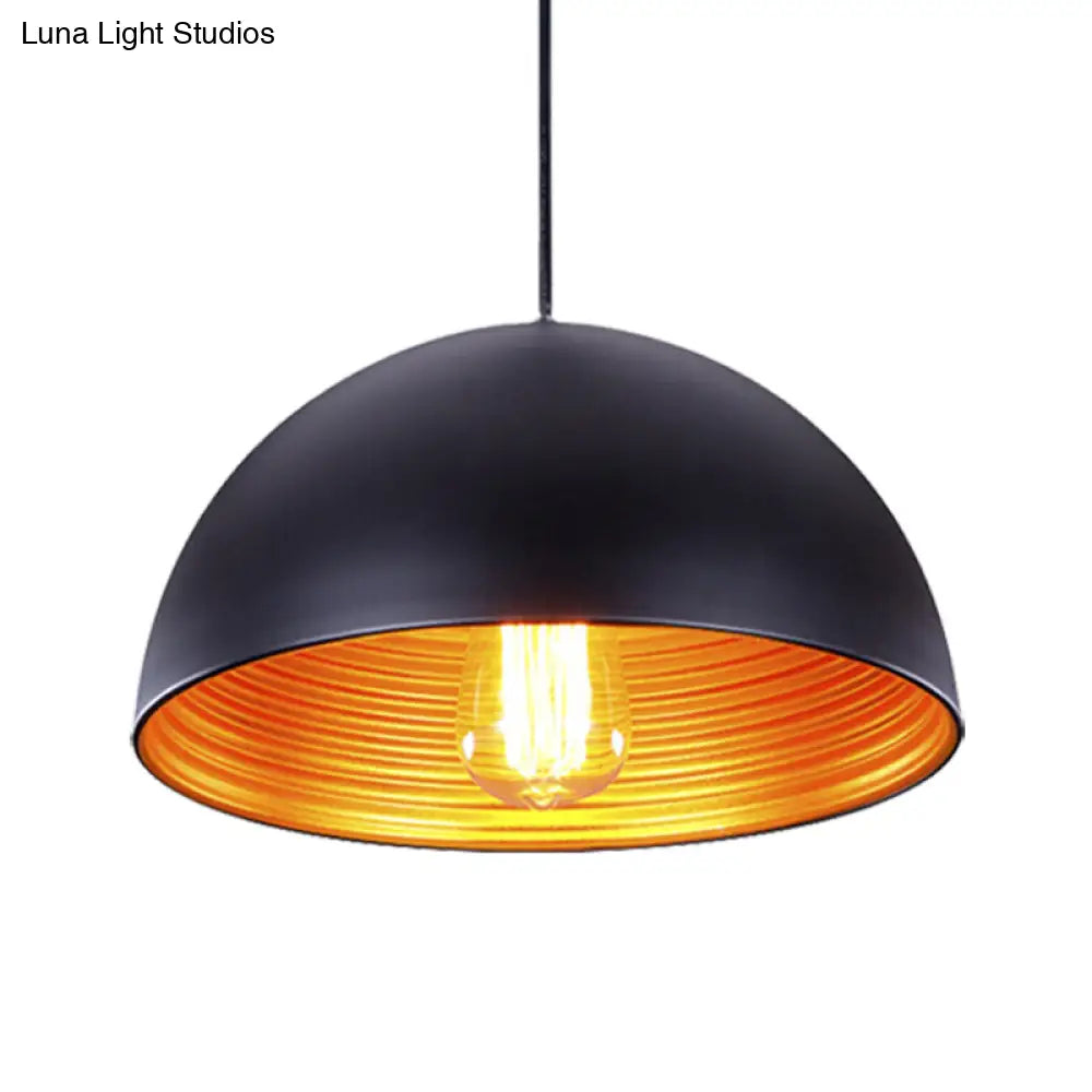 Modern Industrial Dome Pendant Lamp For Bar - 1-Head Iron Ceiling Light In White/Black