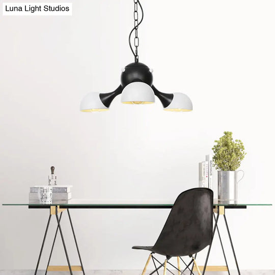 Modern Industrial Dome Hanging Light - 3/4/5 Heads Living Room Chandelier In Black/Chrome Finish